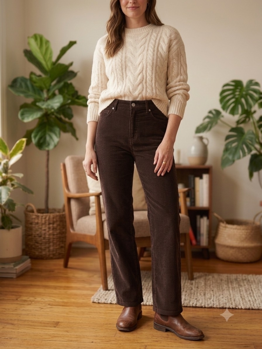 Zara Corduroy High Rise Wide Leg Trousers Dark Academia Minimalism - Picture 2 of 16